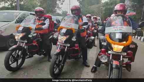  Fleet of bike ambulances launched by Delhi Chief Minister Arvind Kejriwal.
