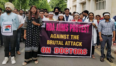AIIMS-Delhi resident doctors staging protest march in the hospital