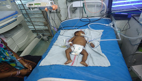  A child getting treatment at  a ward in Kalawati Saran Hospital New Delhi