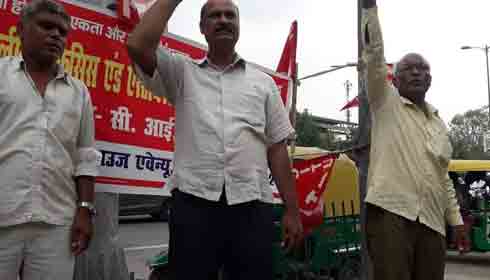 Terminated ESI staff protesting in New Delhi